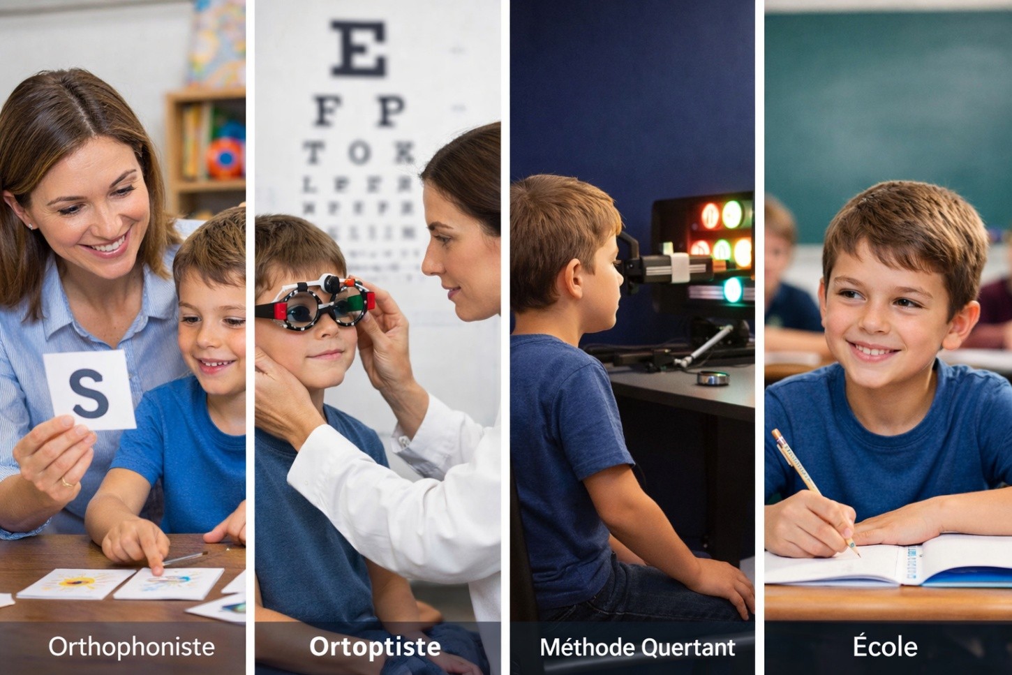 Orthophoniste, orthoptiste, méthode Quertant, école : les quatre acteurs autour d'un enfant dys